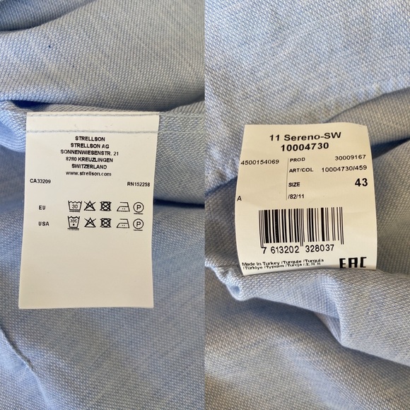 Strellson Sereno Slim-Fit Long-Sleeve Shirt Light Blue Size 17 - Picture 10 of 16